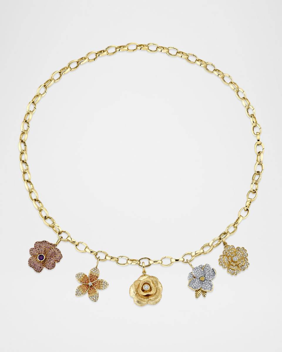Multi Rose Charm Necklace